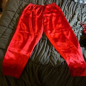 Red polyester pants